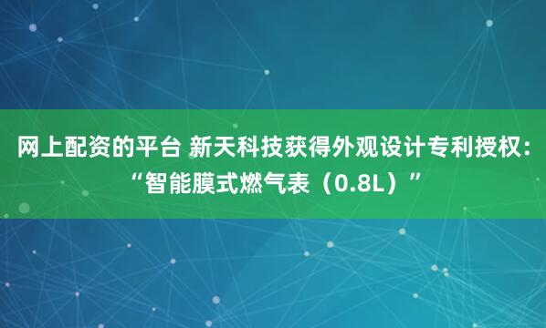 网上配资的平台 新天科技获得外观设计专利授权：“智能膜式燃气表（0.8L）”